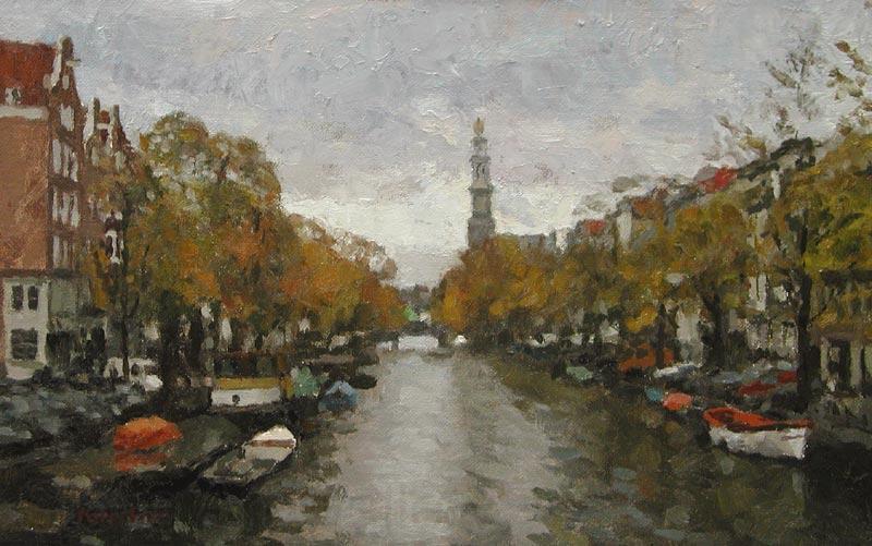 unknow artist Prinsengracht canal Spain oil painting art